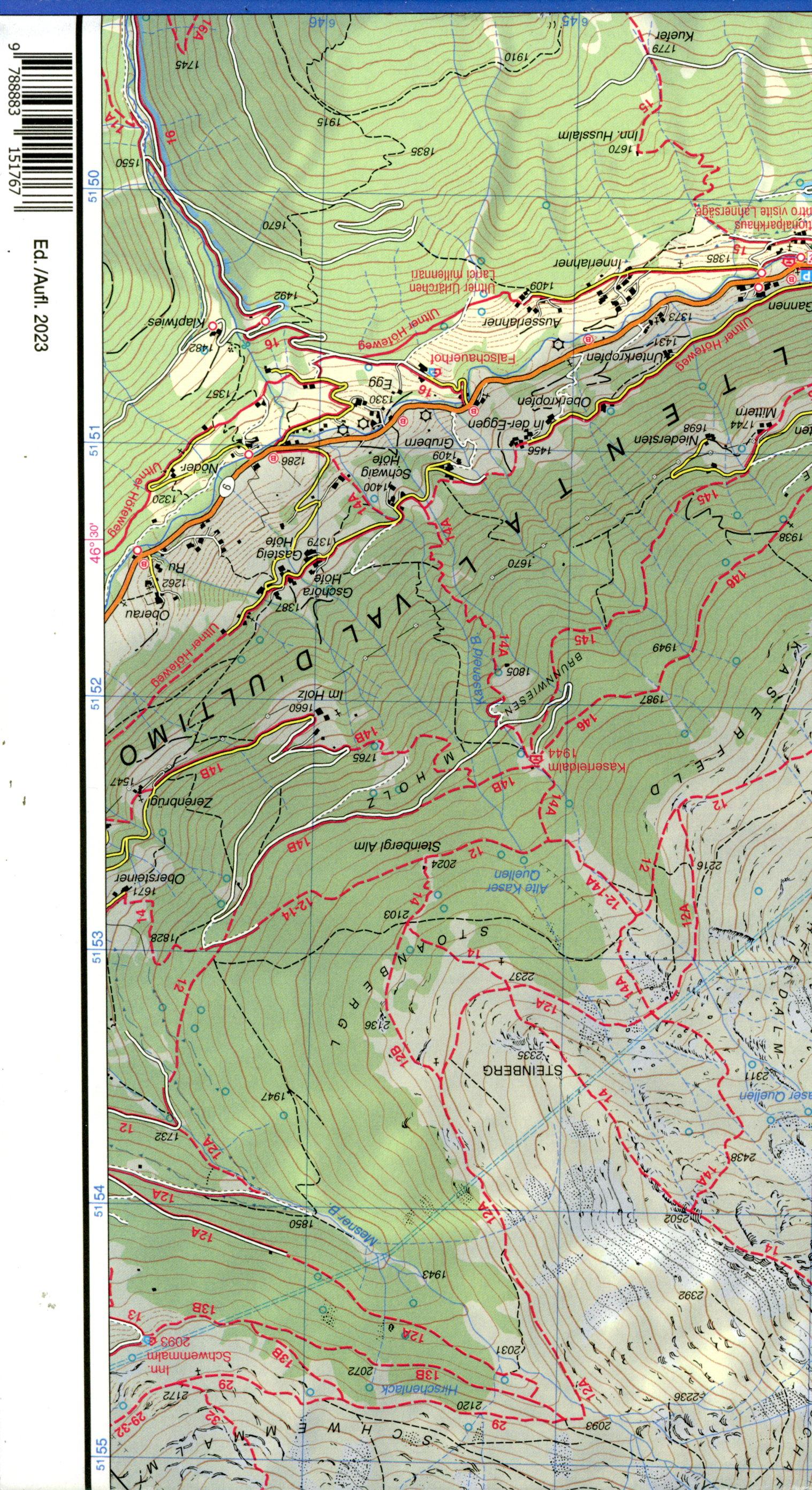 Beispielinhalt (Bild) Tabacco Wandern Latsch Martell 1:25000