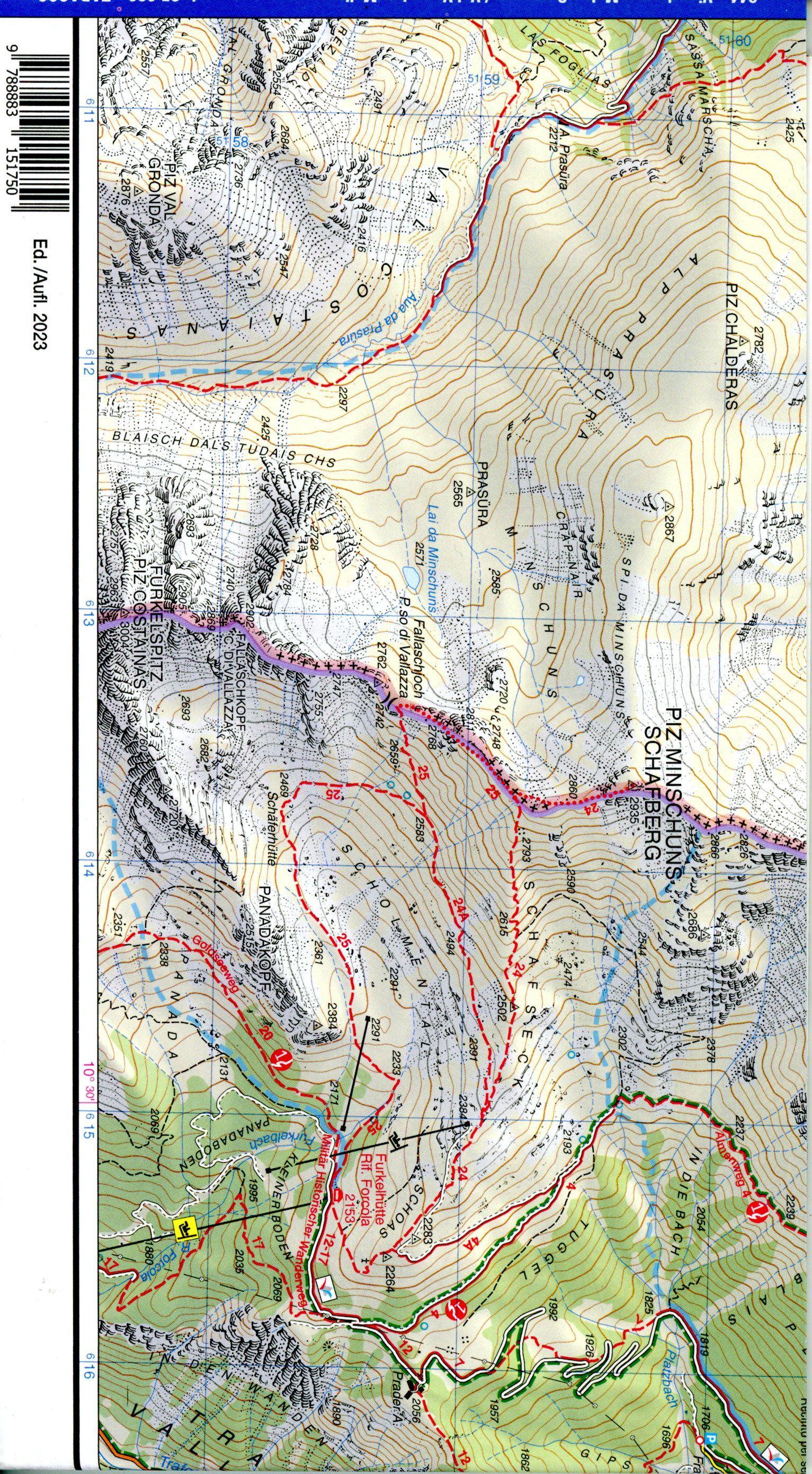 Beispielinhalt (Bild) Tabacco Wandern Vinschgau-Mals-Sesvenna-Val Venosta-Malles 1:25000