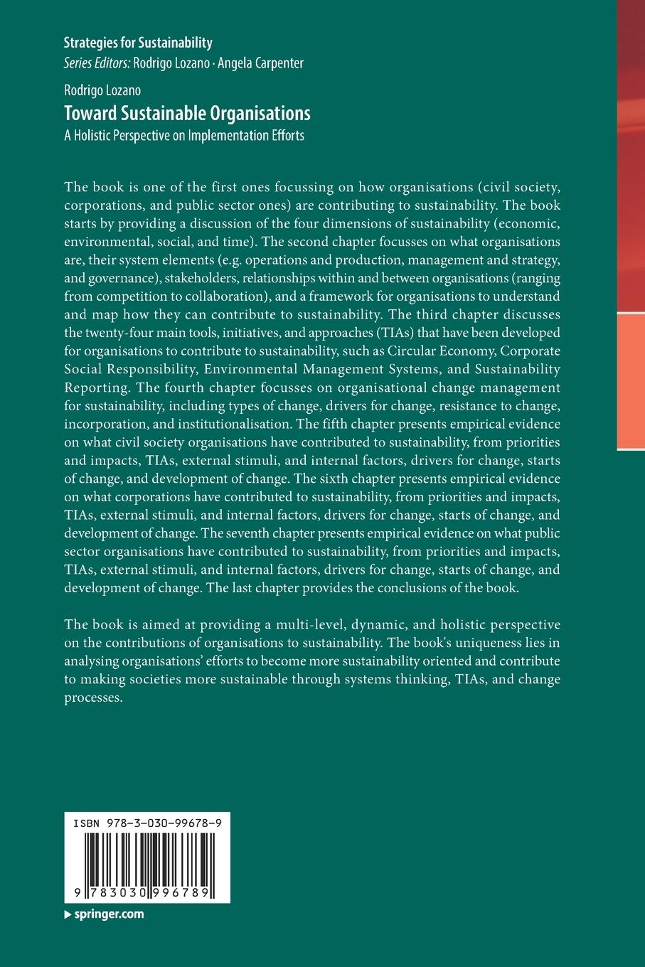 Rückseitencover Toward Sustainable Organisations