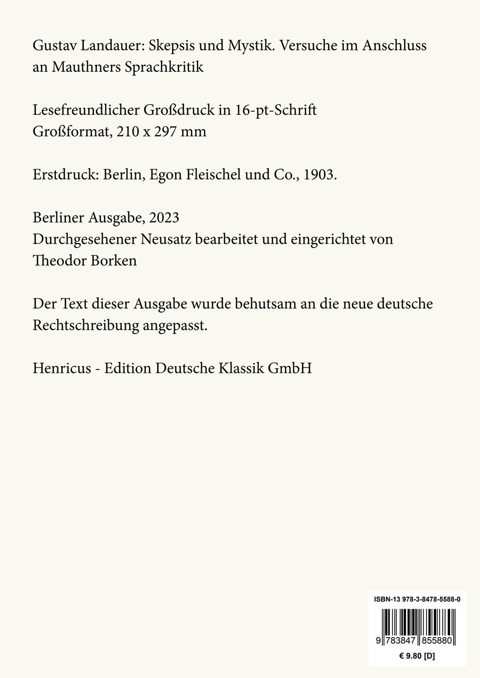 Rückseitencover Skepsis und Mystik (Großdruck)