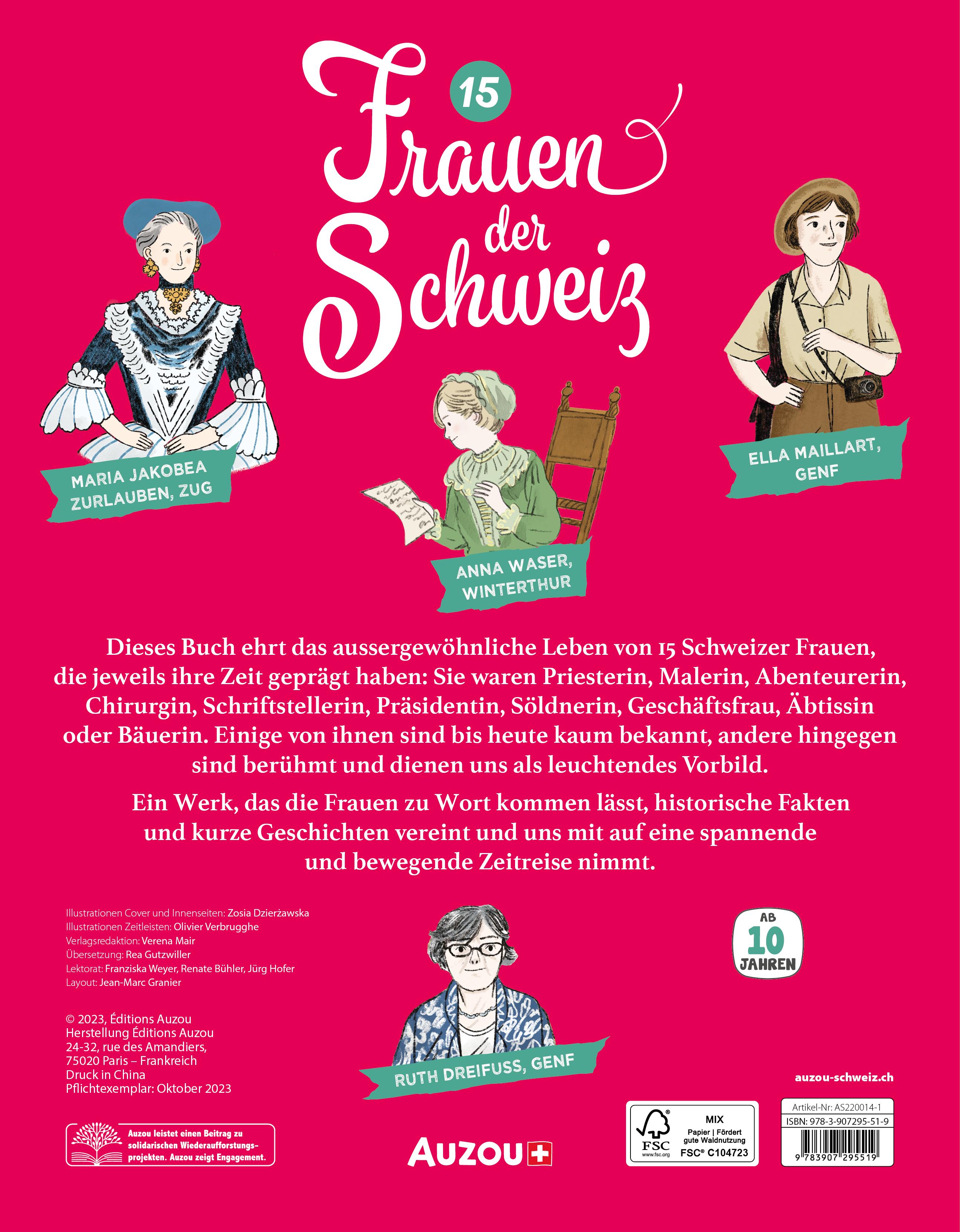 Rückseitencover 15 Frauen der Schweiz