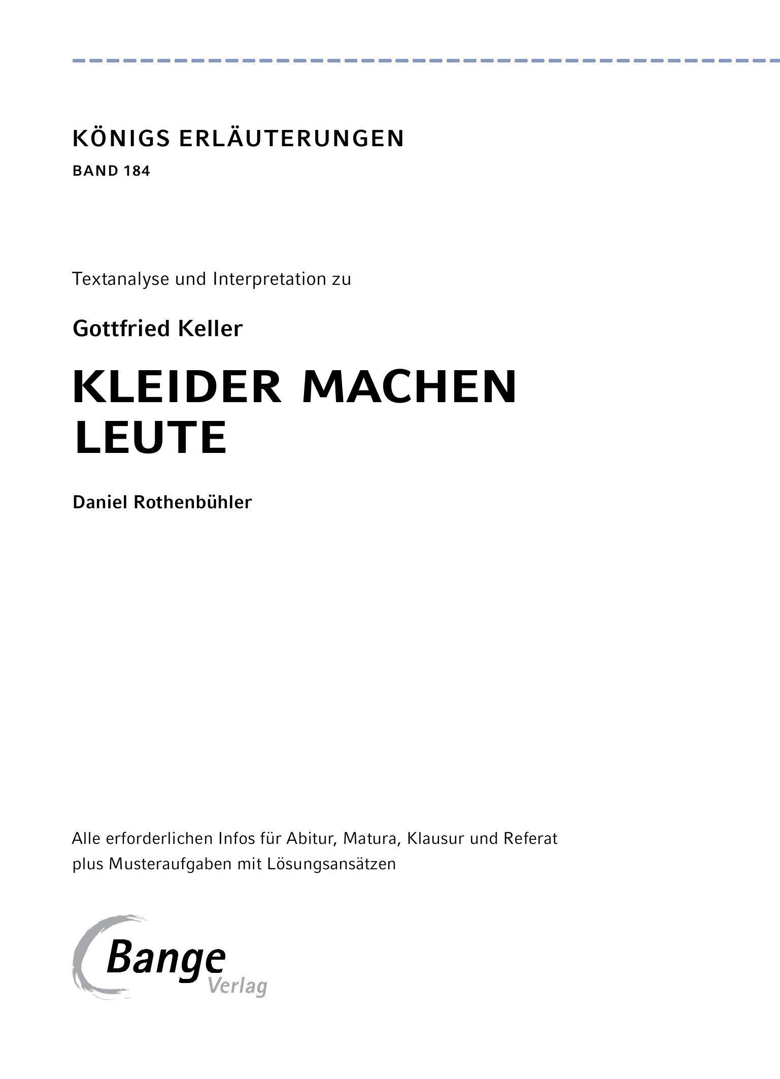 Beispielinhalt (Bild) Kleider machen Leute von Gottfried Keller- Textanalyse und Interpretation