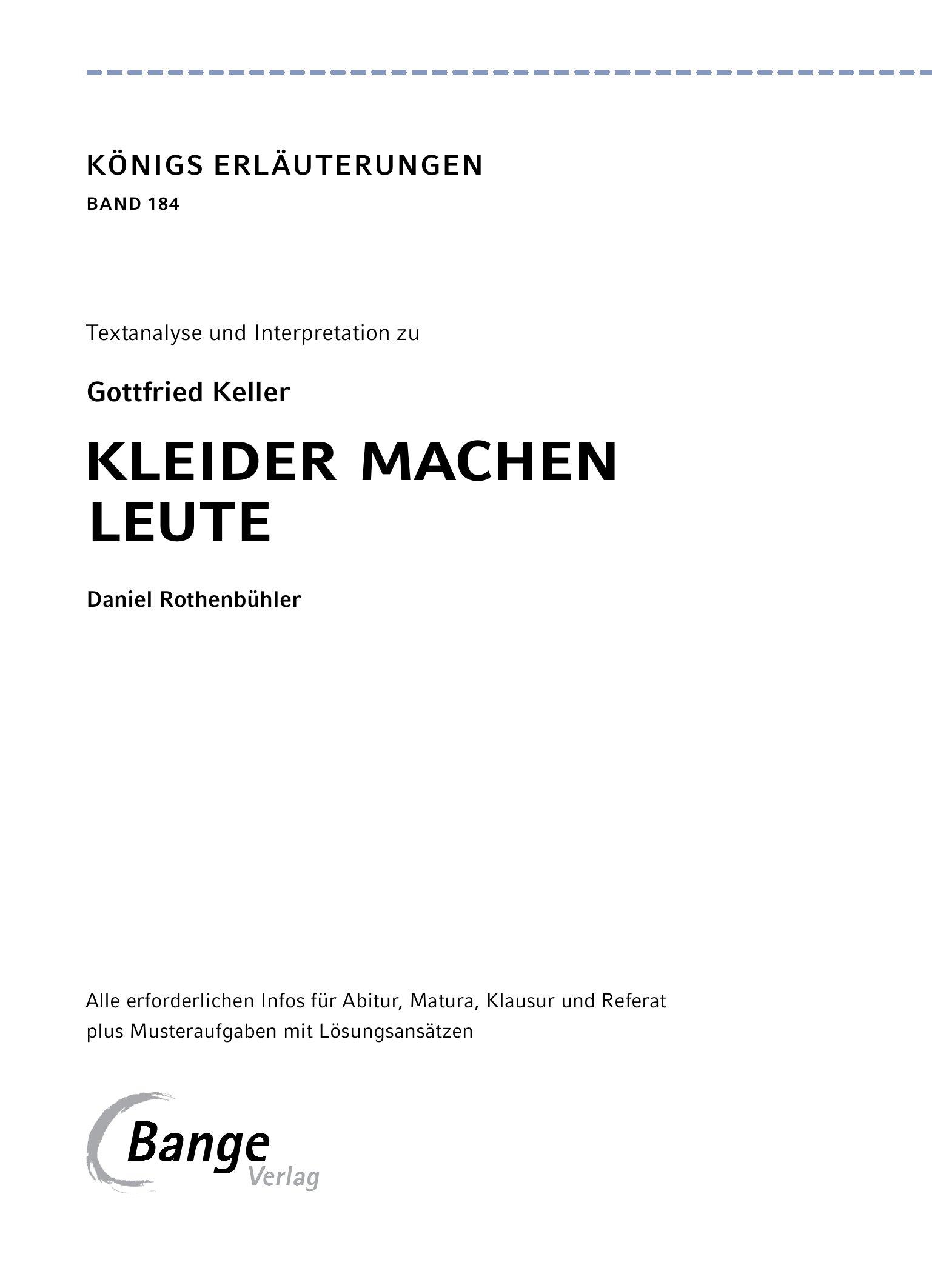 Beispielinhalt (Bild) Kleider machen Leute von Gottfried Keller- Textanalyse und Interpretation