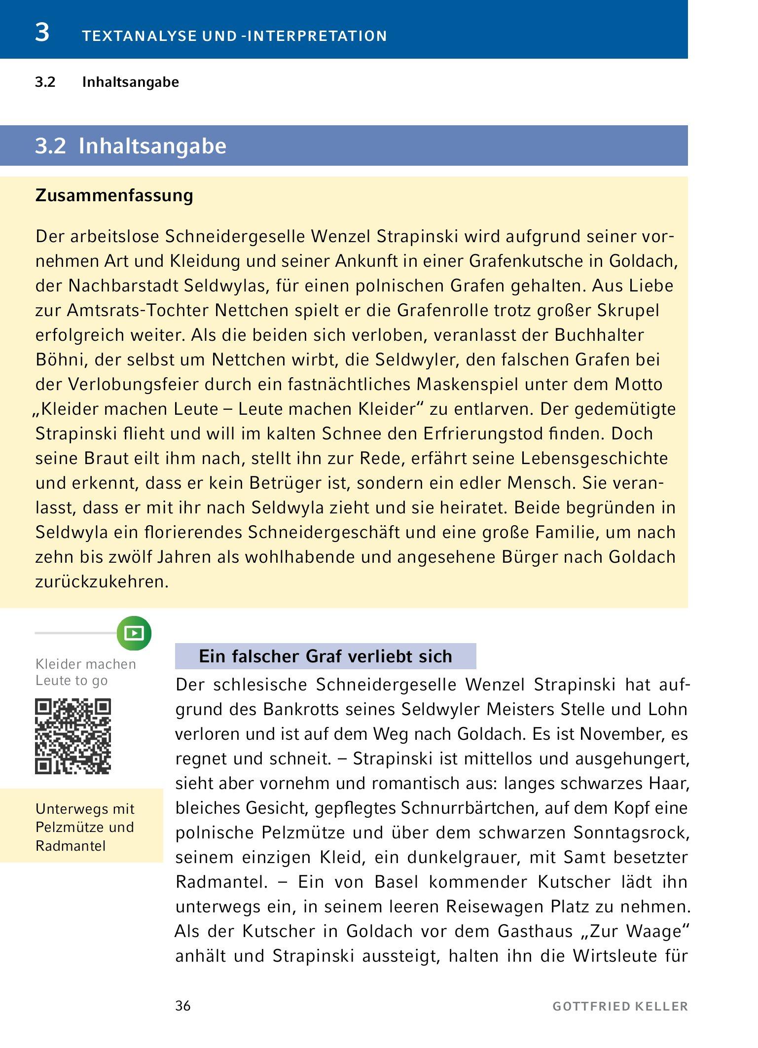 Beispielinhalt (Bild) Kleider machen Leute von Gottfried Keller- Textanalyse und Interpretation