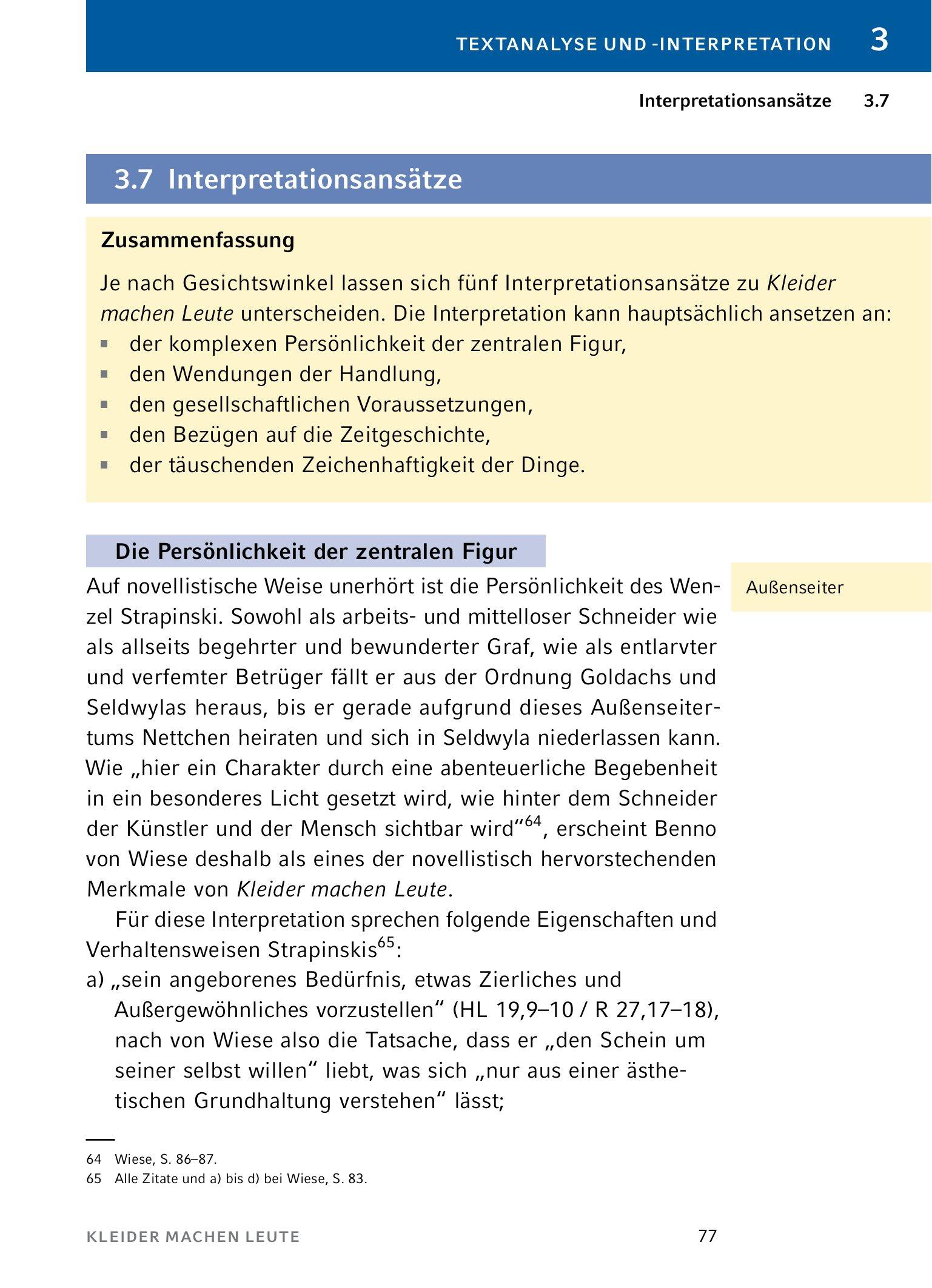 Beispielinhalt (Bild) Kleider machen Leute von Gottfried Keller- Textanalyse und Interpretation