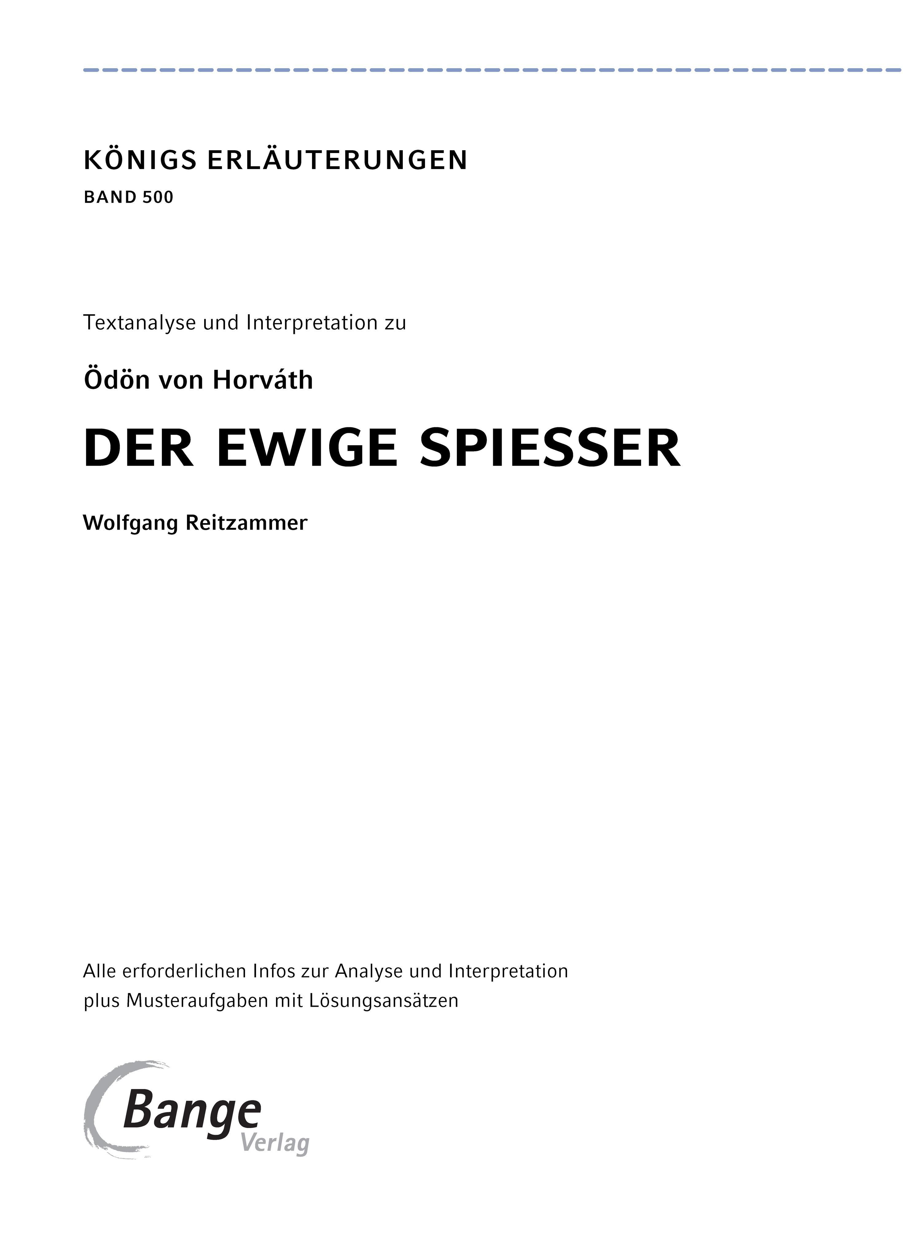 Beispielinhalt (Bild) Der ewige Spießer von Ödön von Horváth - Textanalyse und Interpretation