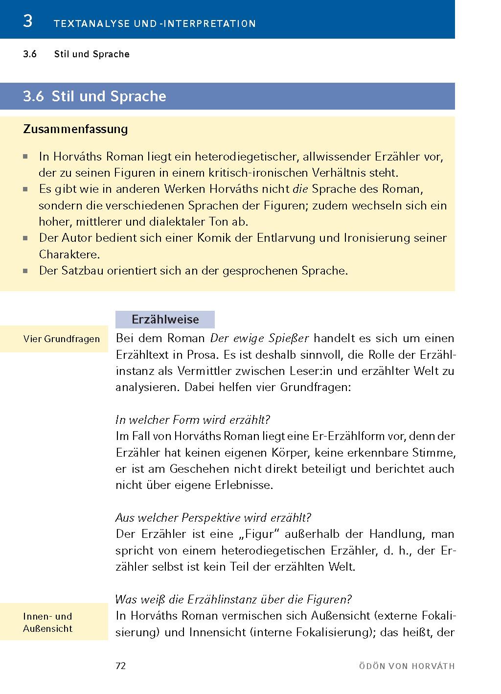 Beispielinhalt (Bild) Der ewige Spießer von Ödön von Horváth - Textanalyse und Interpretation
