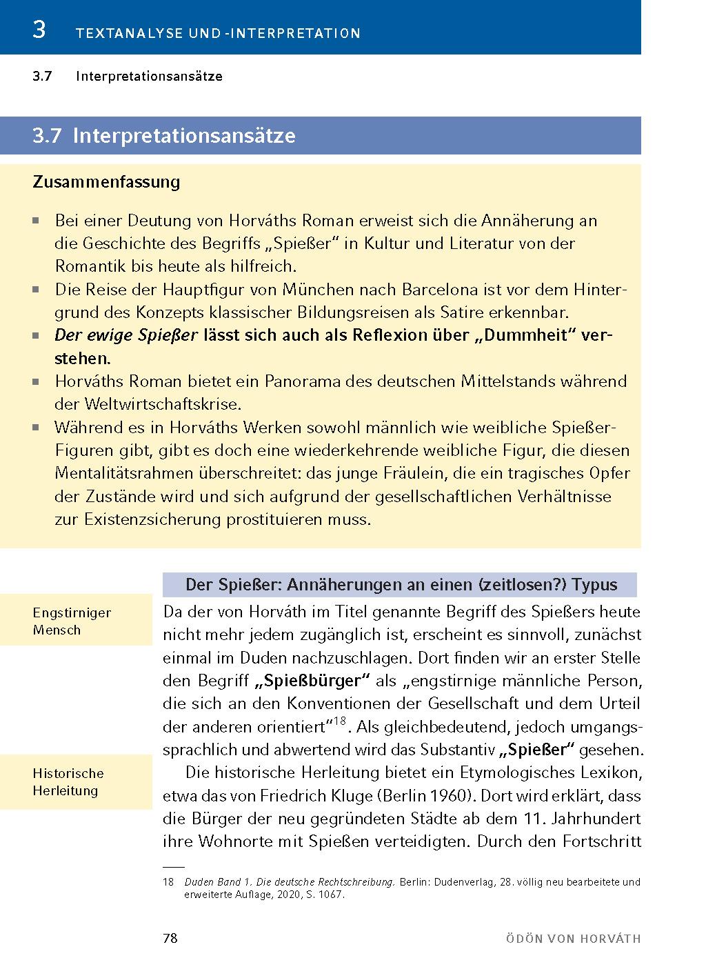 Beispielinhalt (Bild) Der ewige Spießer von Ödön von Horváth - Textanalyse und Interpretation