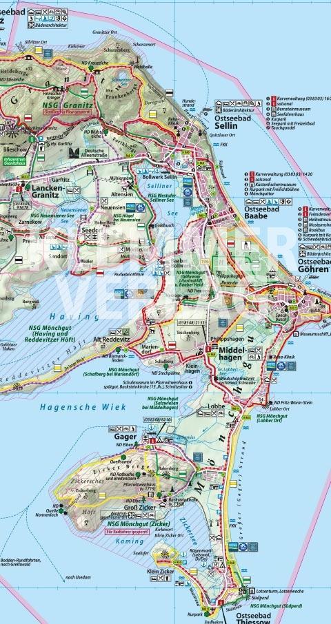 Beispielinhalt (Bild) Rügen - Hiddensee 1 : 50 000 Rad- und Wanderkarte