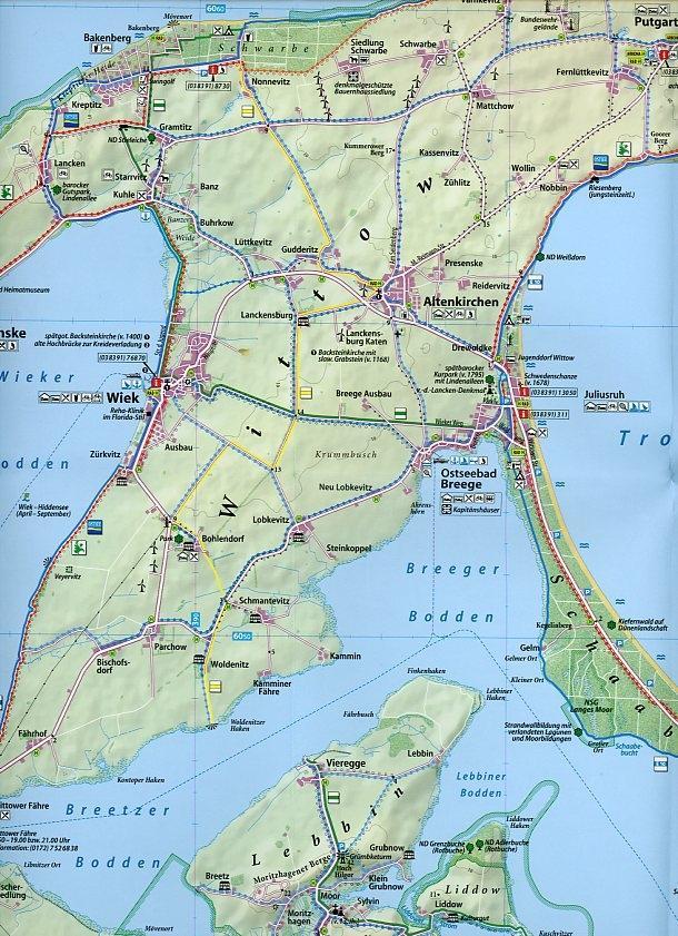 Beispielinhalt (Bild) Rügen - Hiddensee 1 : 50 000 Rad- und Wanderkarte