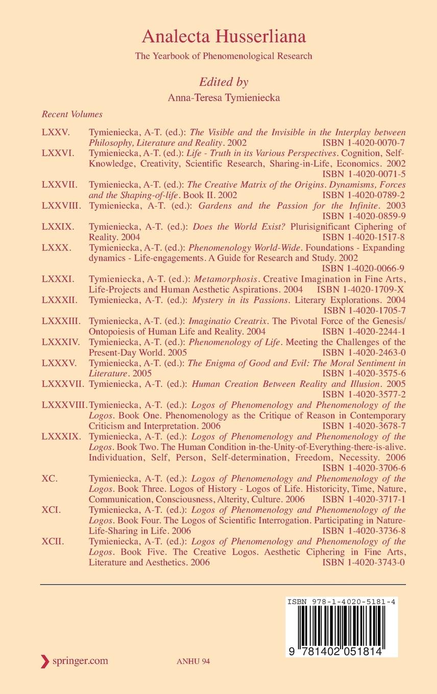 Rückseitencover Phenomenology of Life - From the Animal Soul to the Human Mind