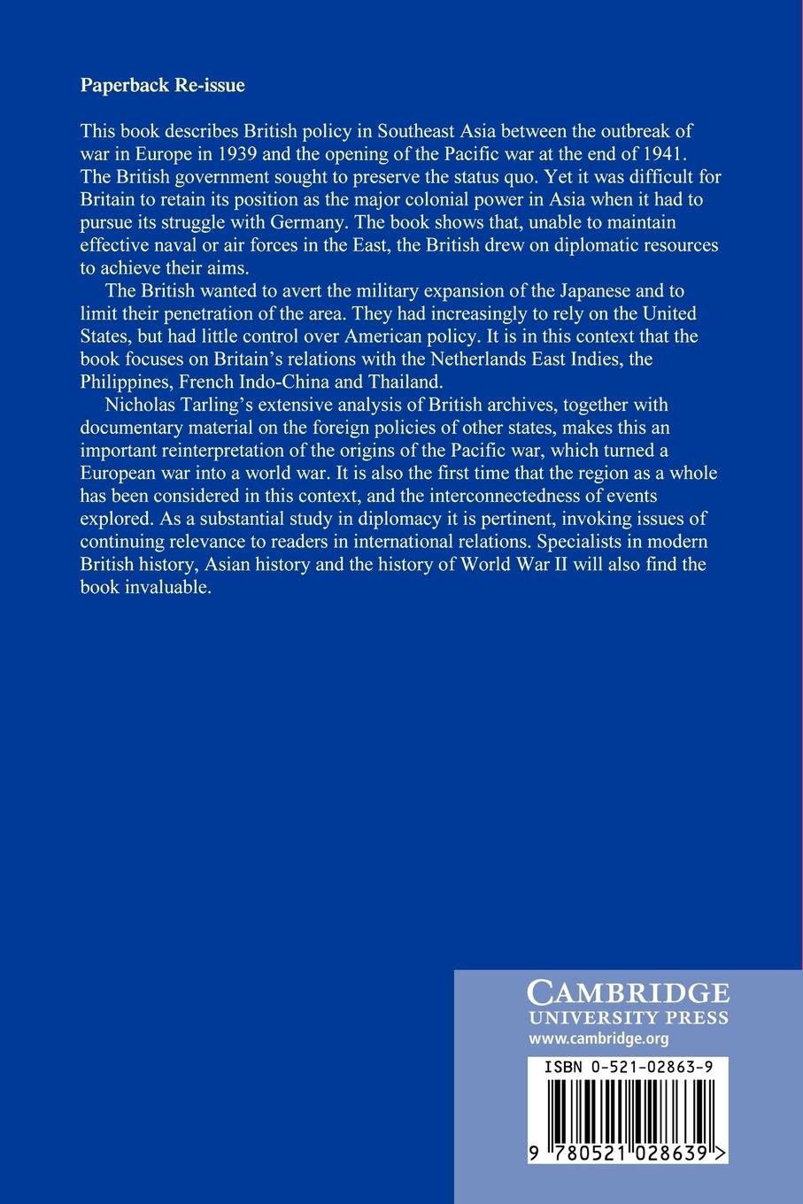 Rückseitencover Britain, Southeast Asia and the Onset of the Pacific War