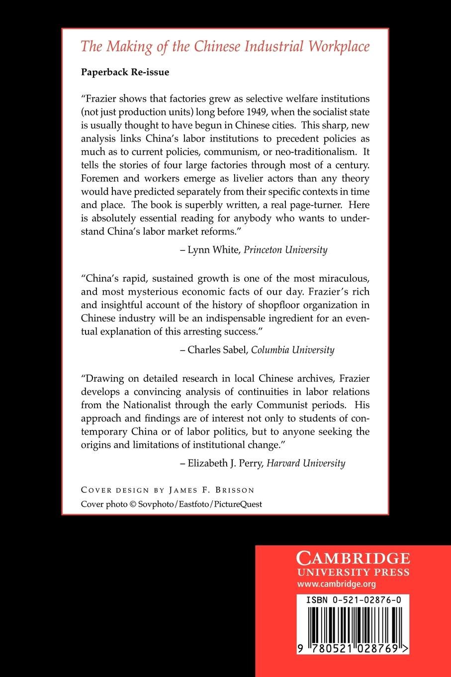 Rückseitencover The Making of the Chinese Industrial Workplace