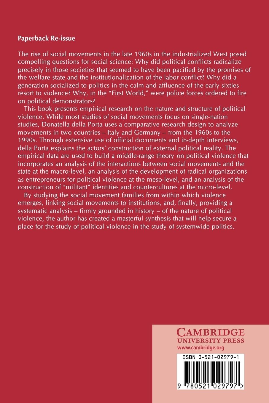 Rückseitencover Social Movements, Political Violence, and the State