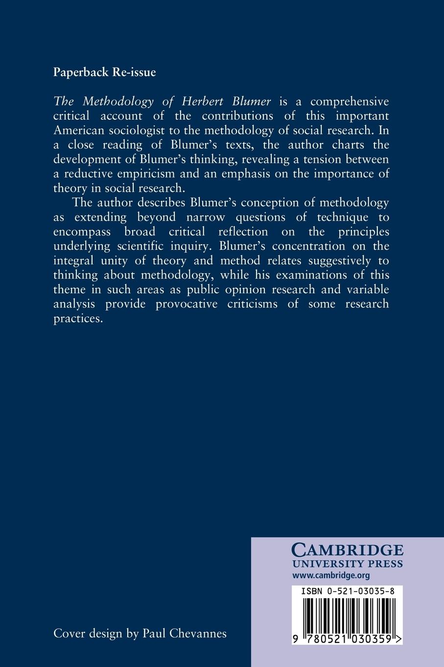 Rückseitencover The Methodology of Herbert Blumer