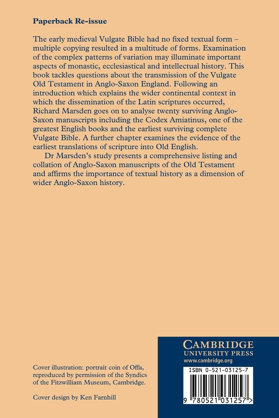 Rückseitencover The Text of the Old Testament in Anglo-Saxon England