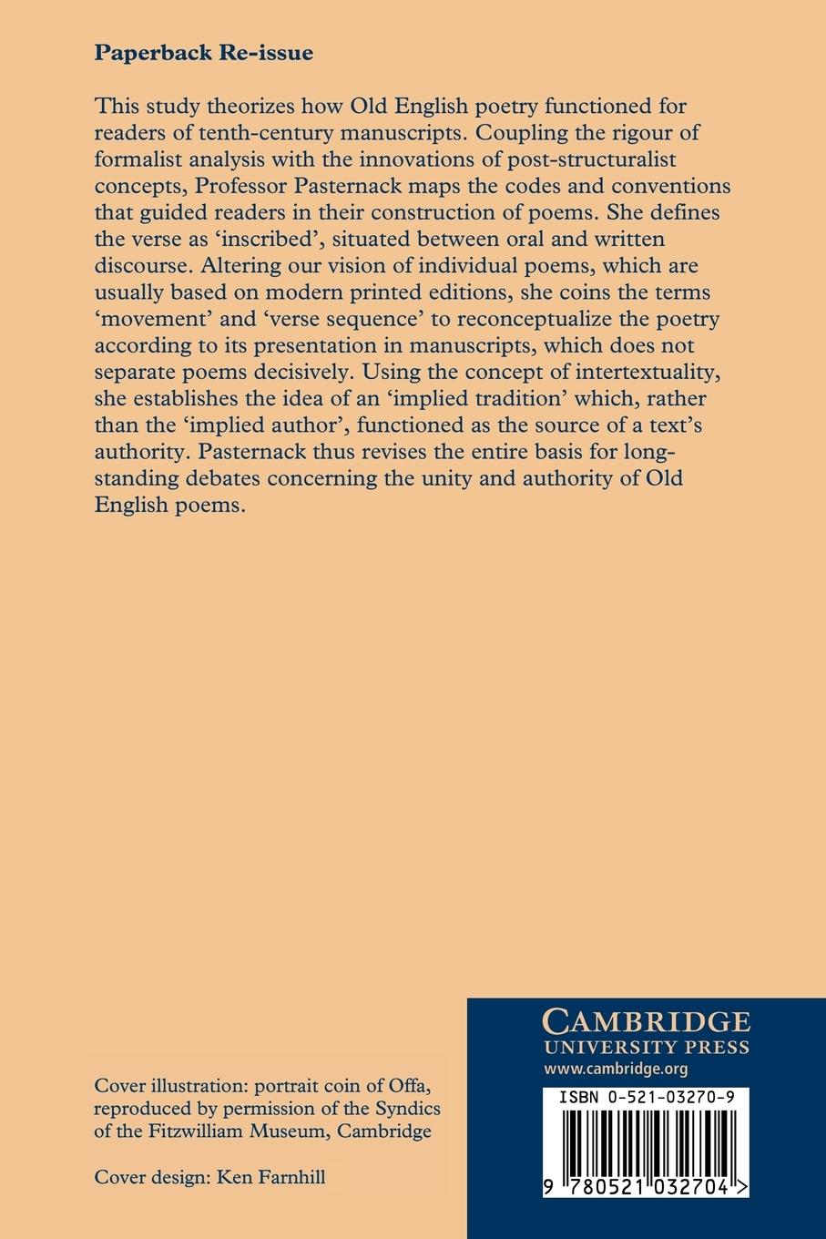 Rückseitencover The Textuality of Old English Poetry