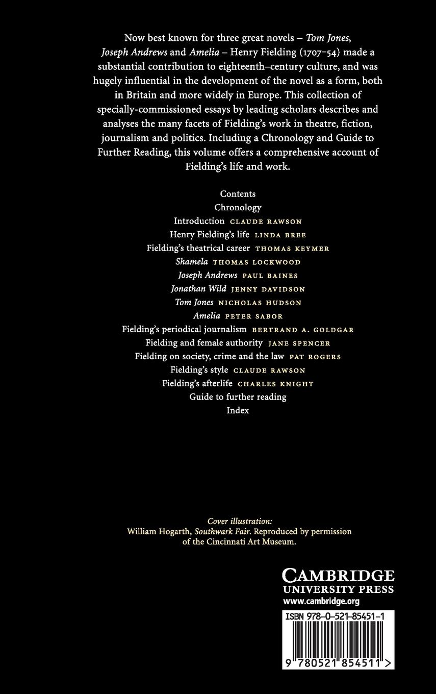 Rückseitencover The Cambridge Companion to Henry Fielding
