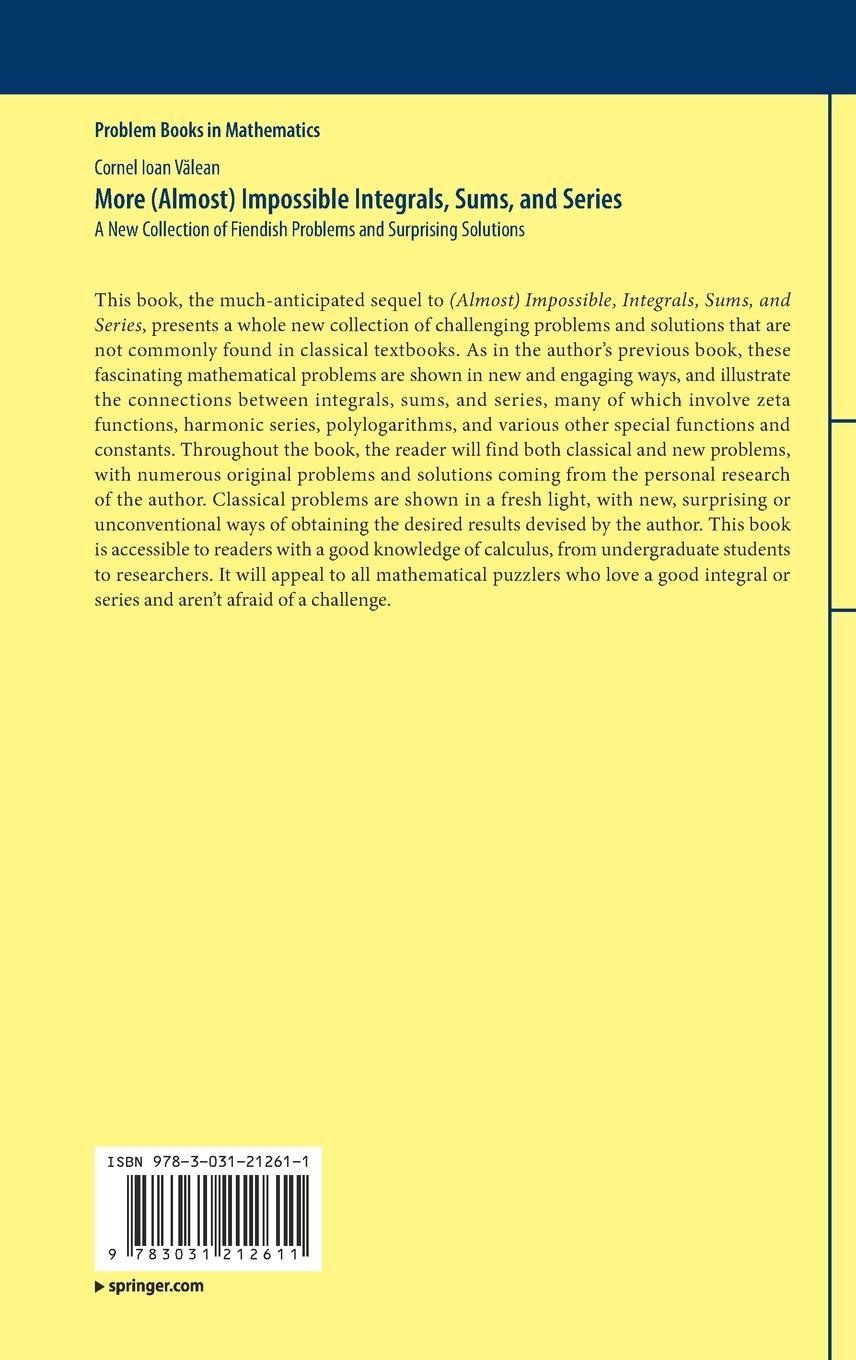 Rückseitencover More (Almost) Impossible Integrals, Sums, and Series