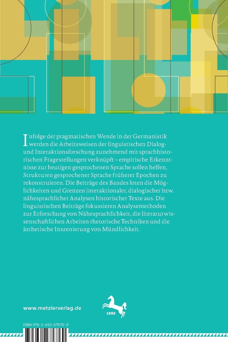 Rückseitencover Sprechen und Gespräch in historischer Perspektive