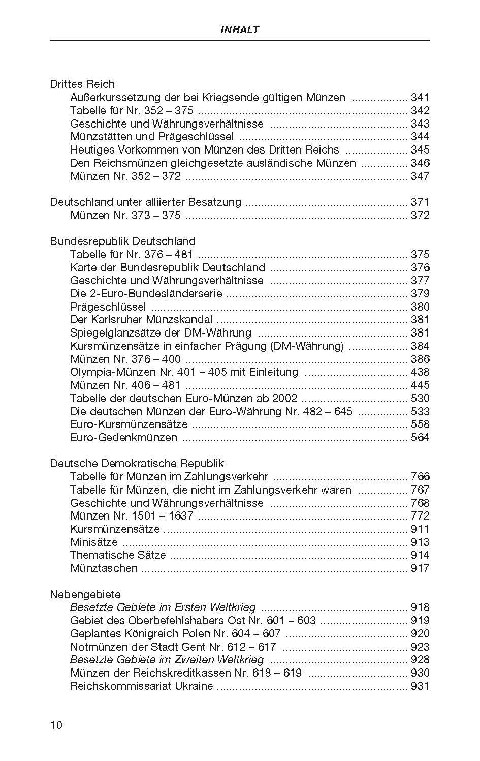 Beispielinhalt (Bild) Die deutschen Münzen seit 1871