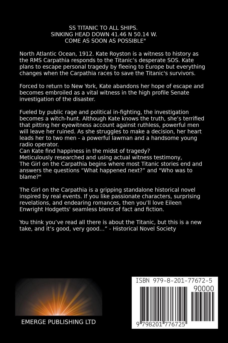 Rückseitencover The Girl on the Carpathia - A Novel of the Titanic