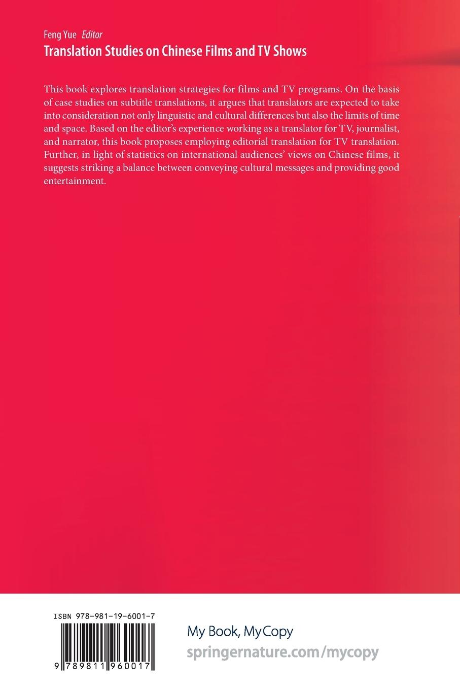 Rückseitencover Translation Studies on Chinese Films and TV Shows