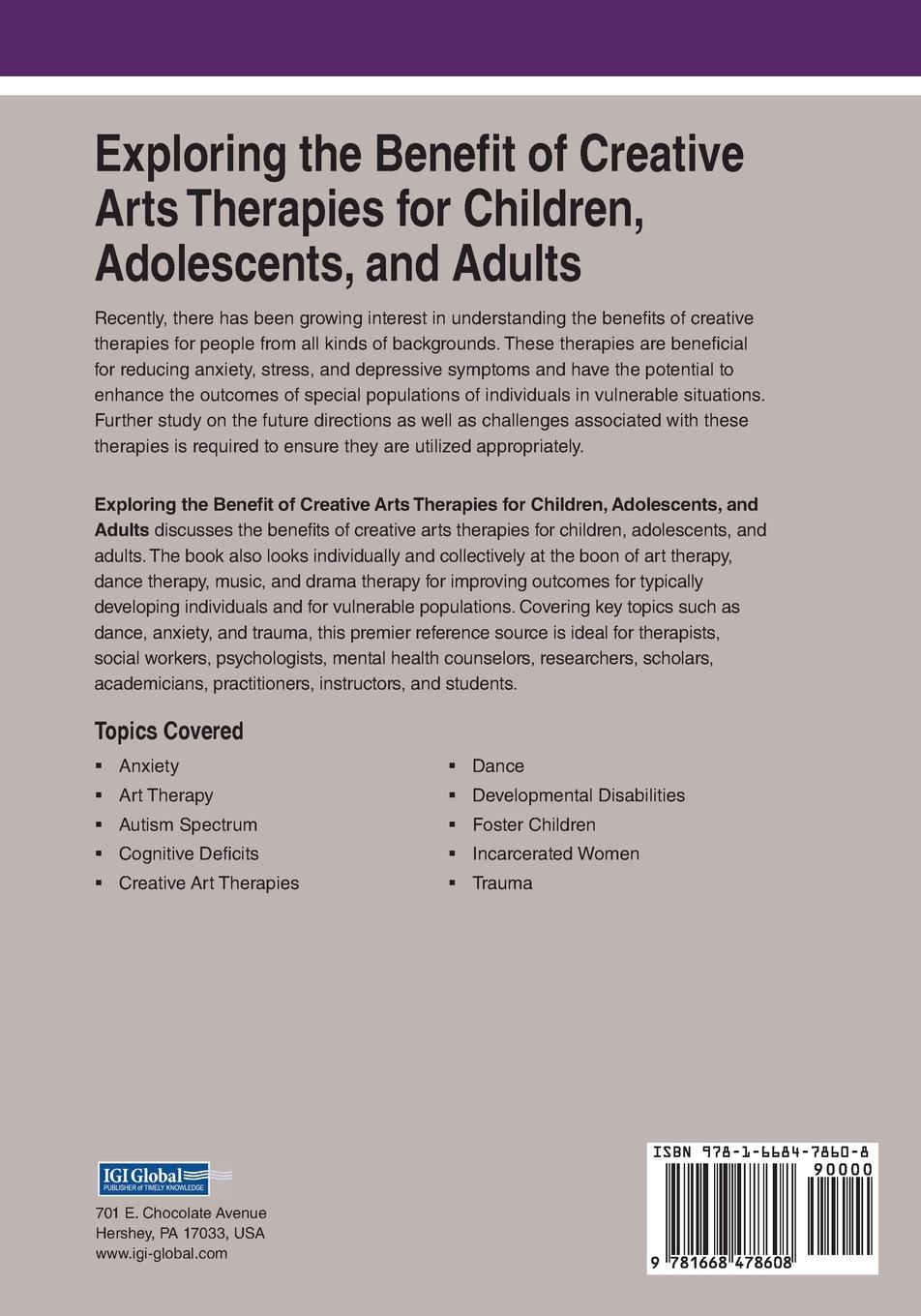 Rückseitencover Exploring the Benefit of Creative Arts Therapies for Children, Adolescents, and Adults