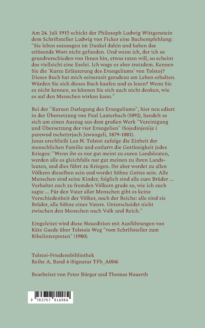 Rückseitencover Kurze Darlegung des Evangelium