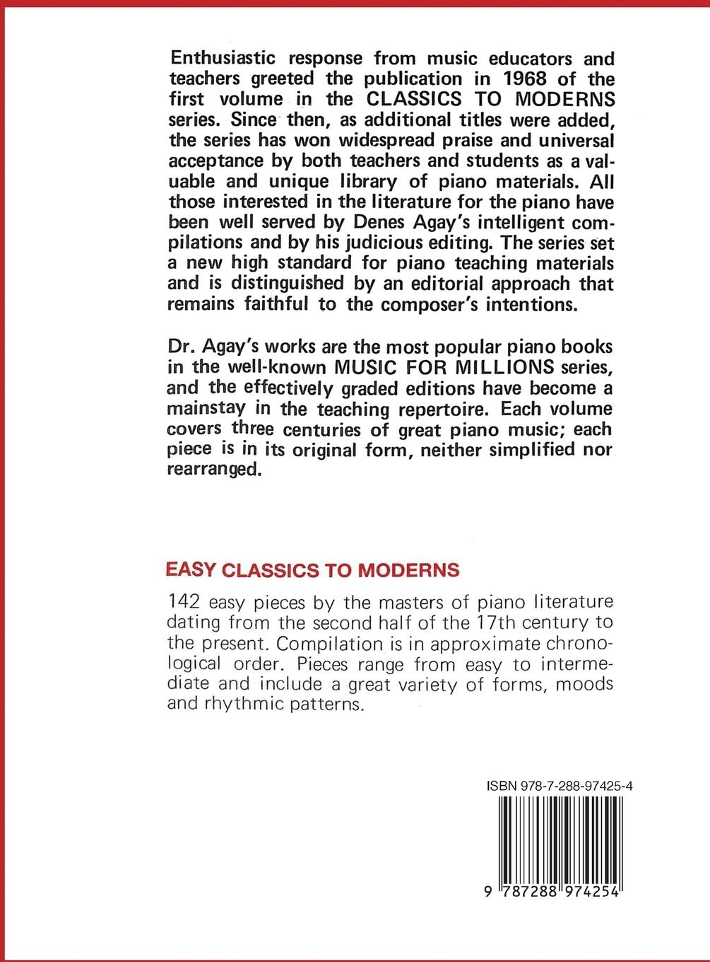 Rückseitencover Easy Classics to Moderns
