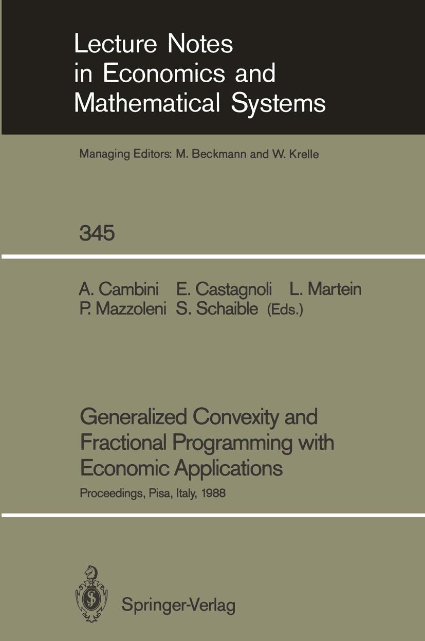 Vorderes Coverbild Generalized Convexity and Fractional Programming with Economic Applications