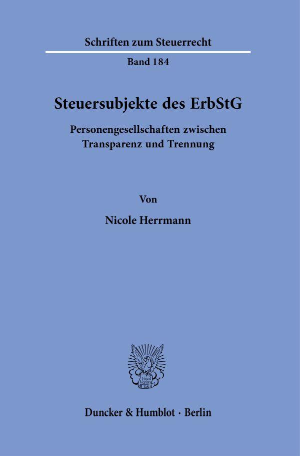 Vorderes Coverbild Steuersubjekte des ErbStG.