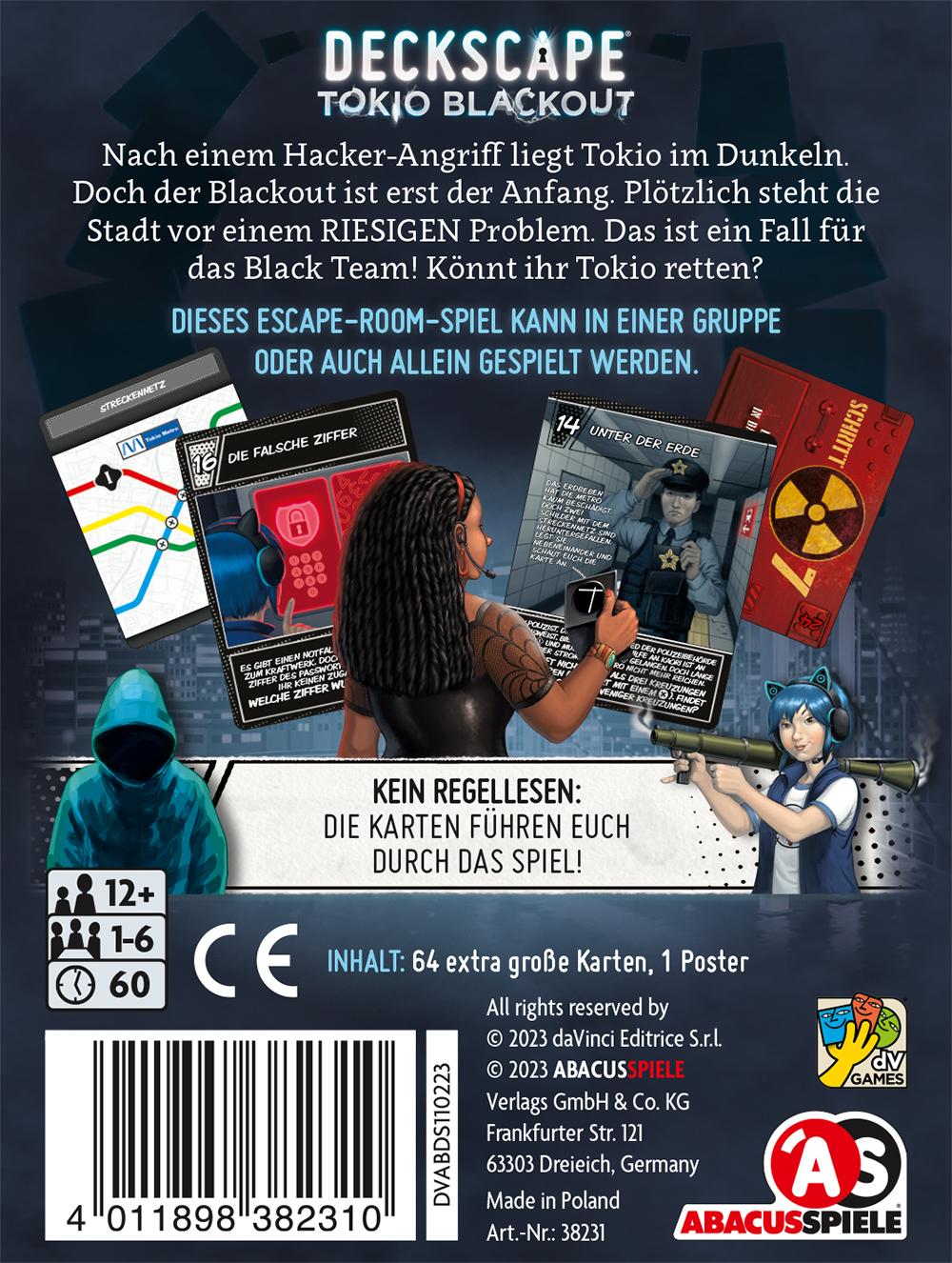 Rückseitencover Deckscape - Tokio Blackout