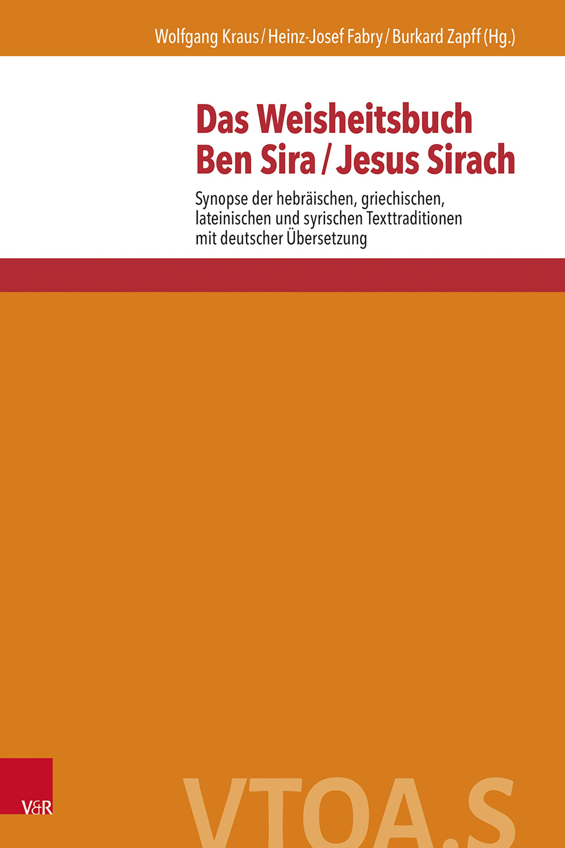 Vorderes Coverbild Das Weisheitsbuch Ben Sira / Jesus Sirach