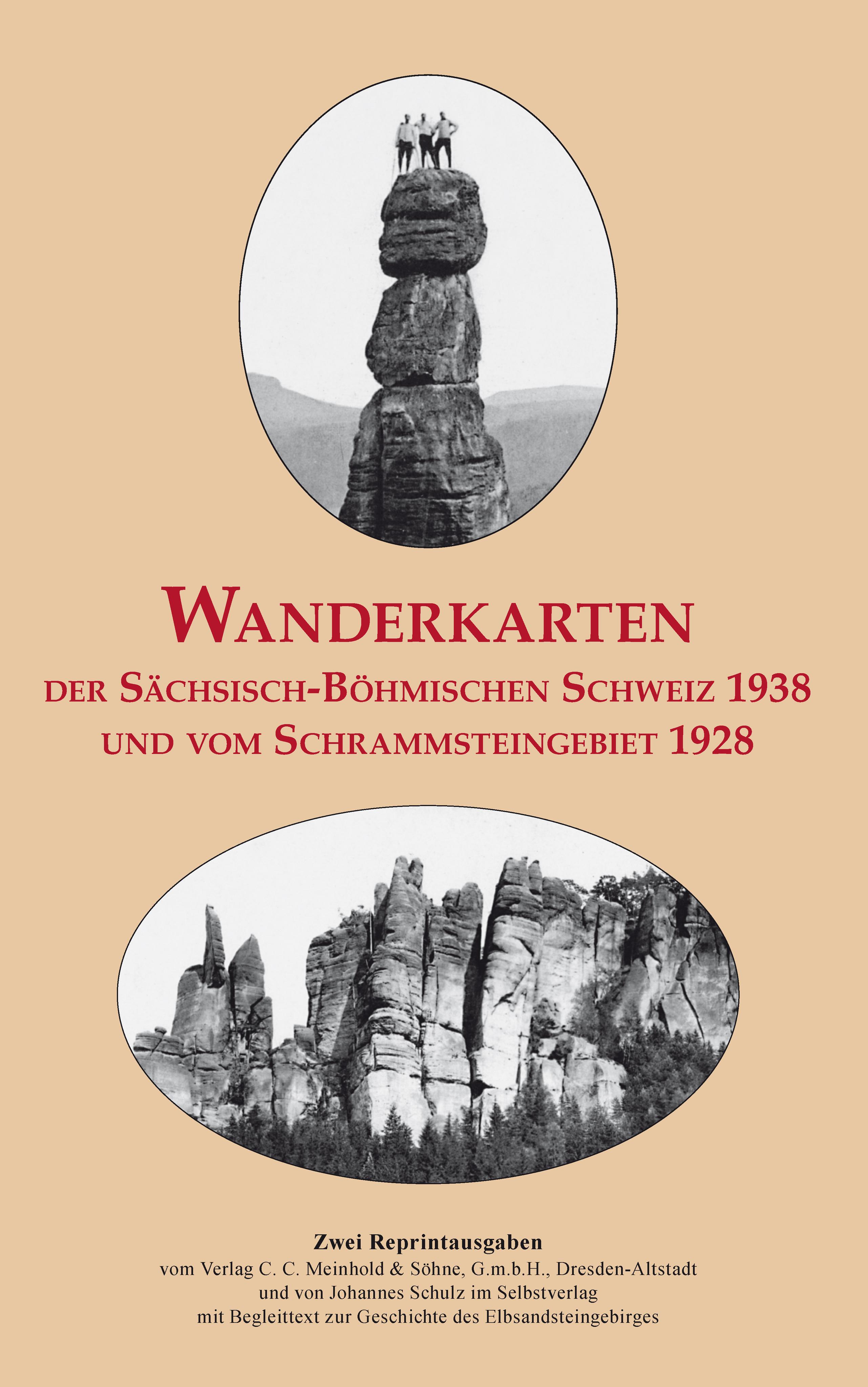 Vorderes Coverbild Wanderkarten der Sächsisch-Böhmischen Schweiz 1938 und vom Schrammsteingebiet 1928