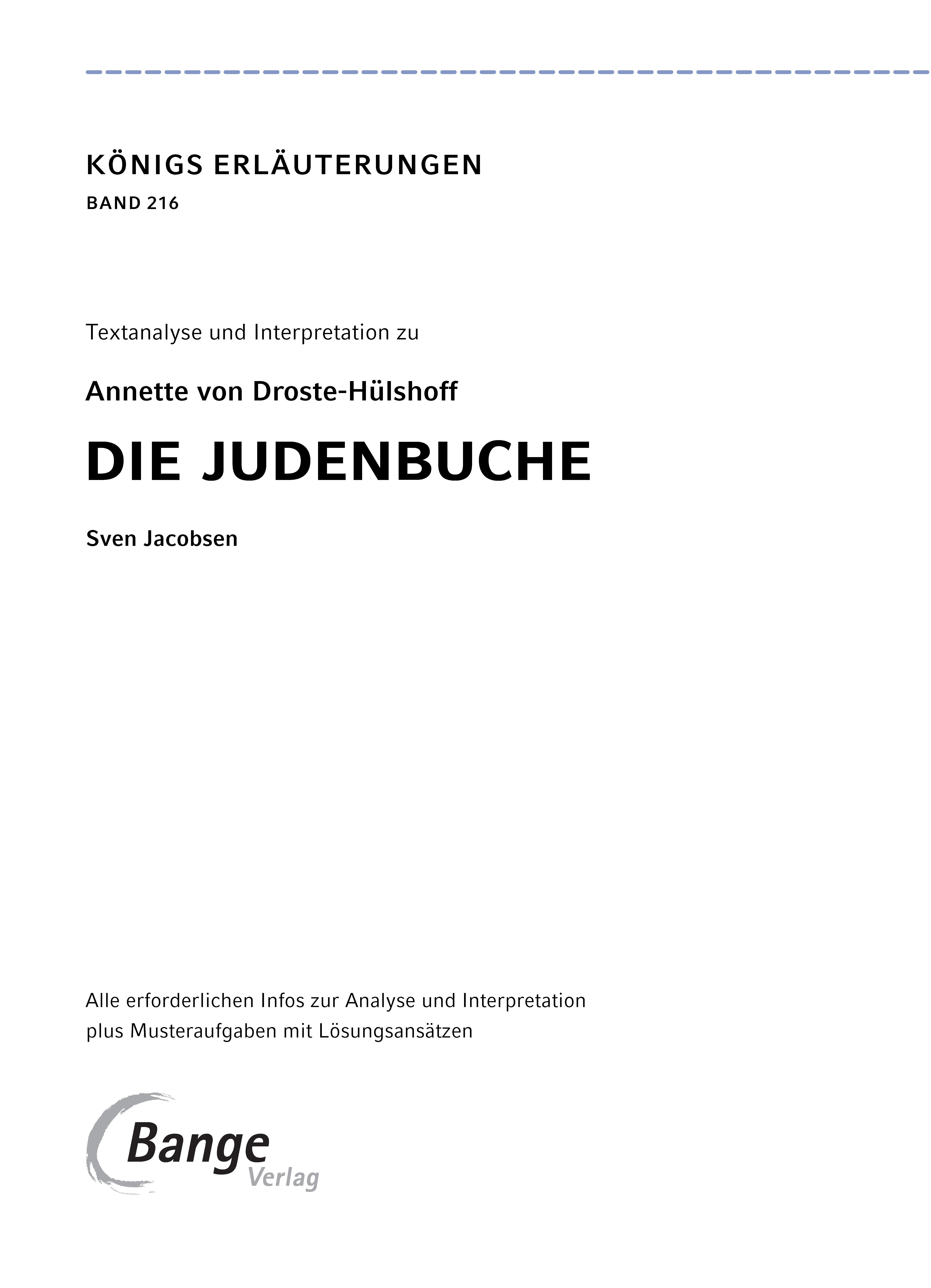 Beispielinhalt (Bild) Die Judenbuche von Annette von Droste-Hülshoff - Textanalyse und Interpretation