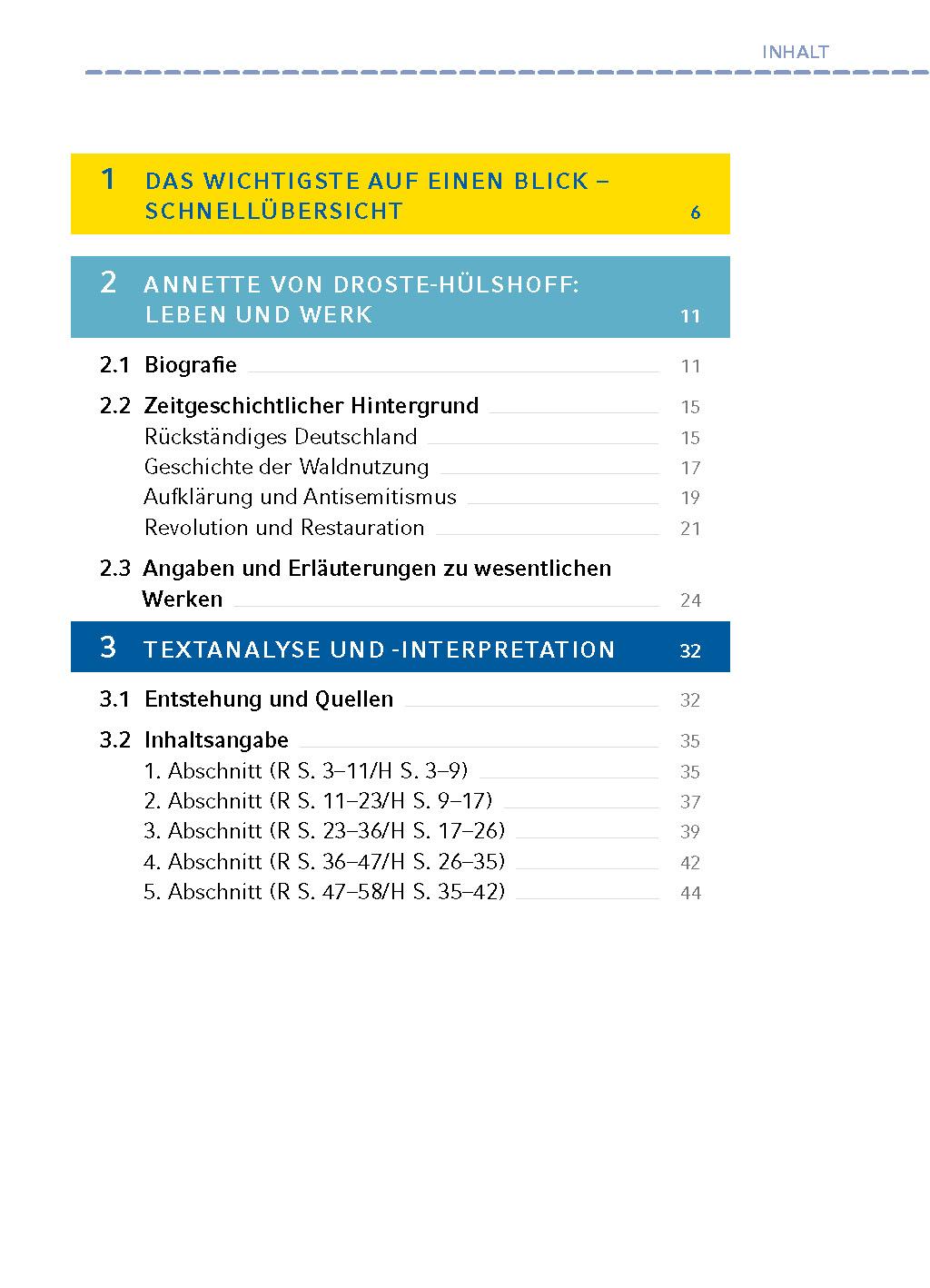 Beispielinhalt (Bild) Die Judenbuche von Annette von Droste-Hülshoff - Textanalyse und Interpretation