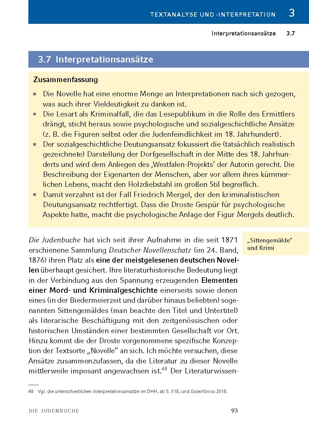Beispielinhalt (Bild) Die Judenbuche von Annette von Droste-Hülshoff - Textanalyse und Interpretation