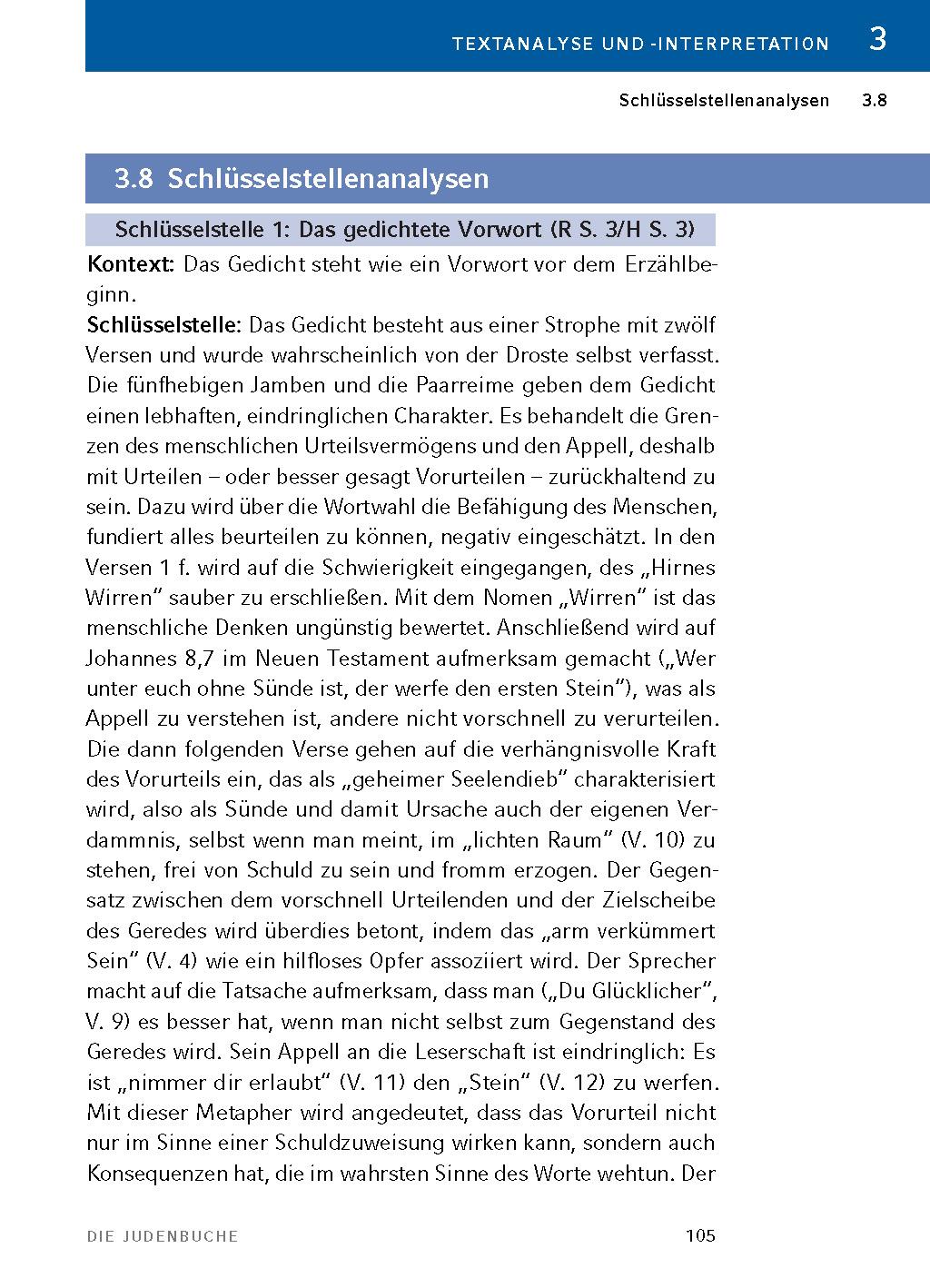 Beispielinhalt (Bild) Die Judenbuche von Annette von Droste-Hülshoff - Textanalyse und Interpretation