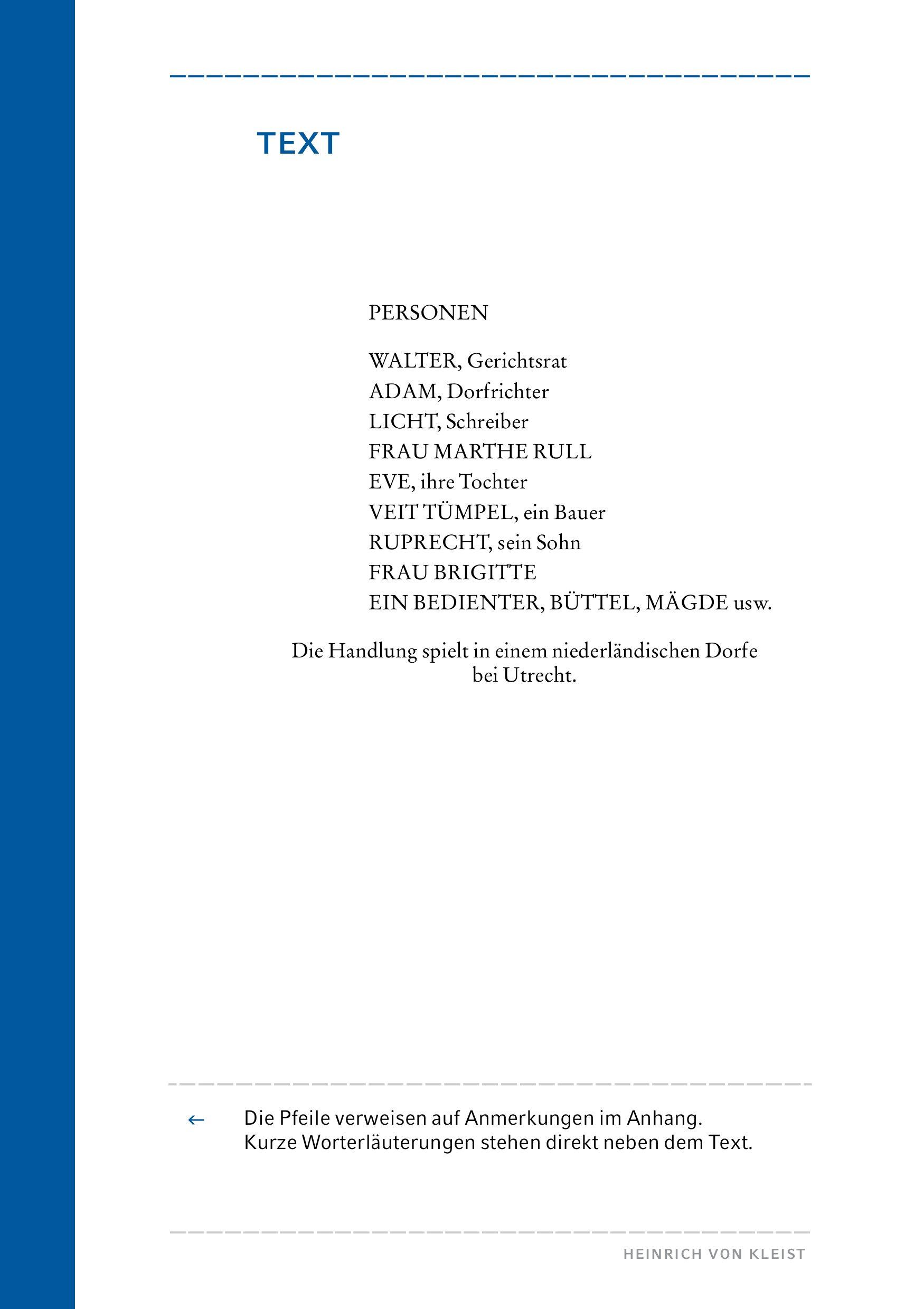 Beispielinhalt (Bild) Der zerbrochne Krug (Textausgabe mit Variant)