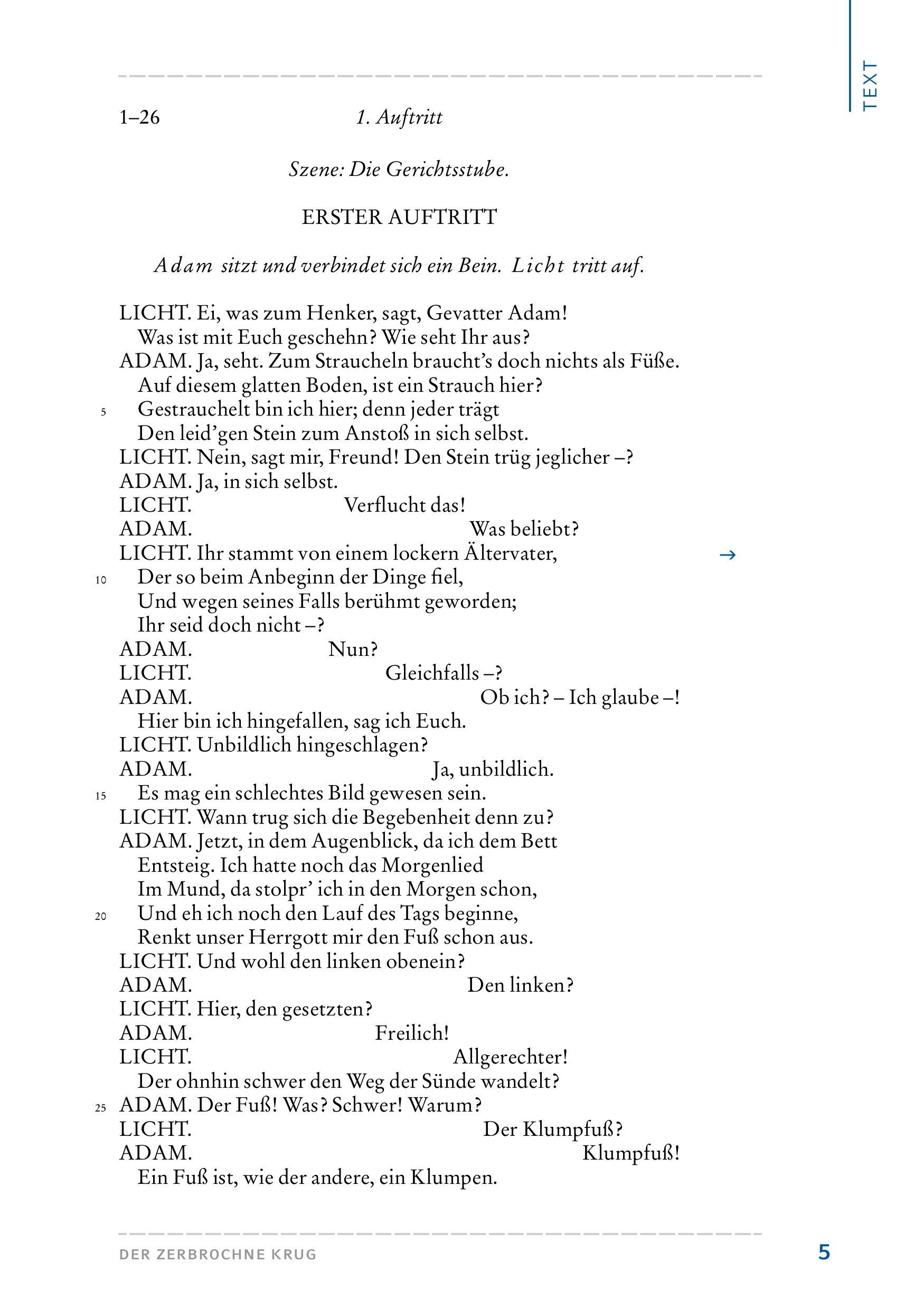 Beispielinhalt (Bild) Der zerbrochne Krug (Textausgabe mit Variant)