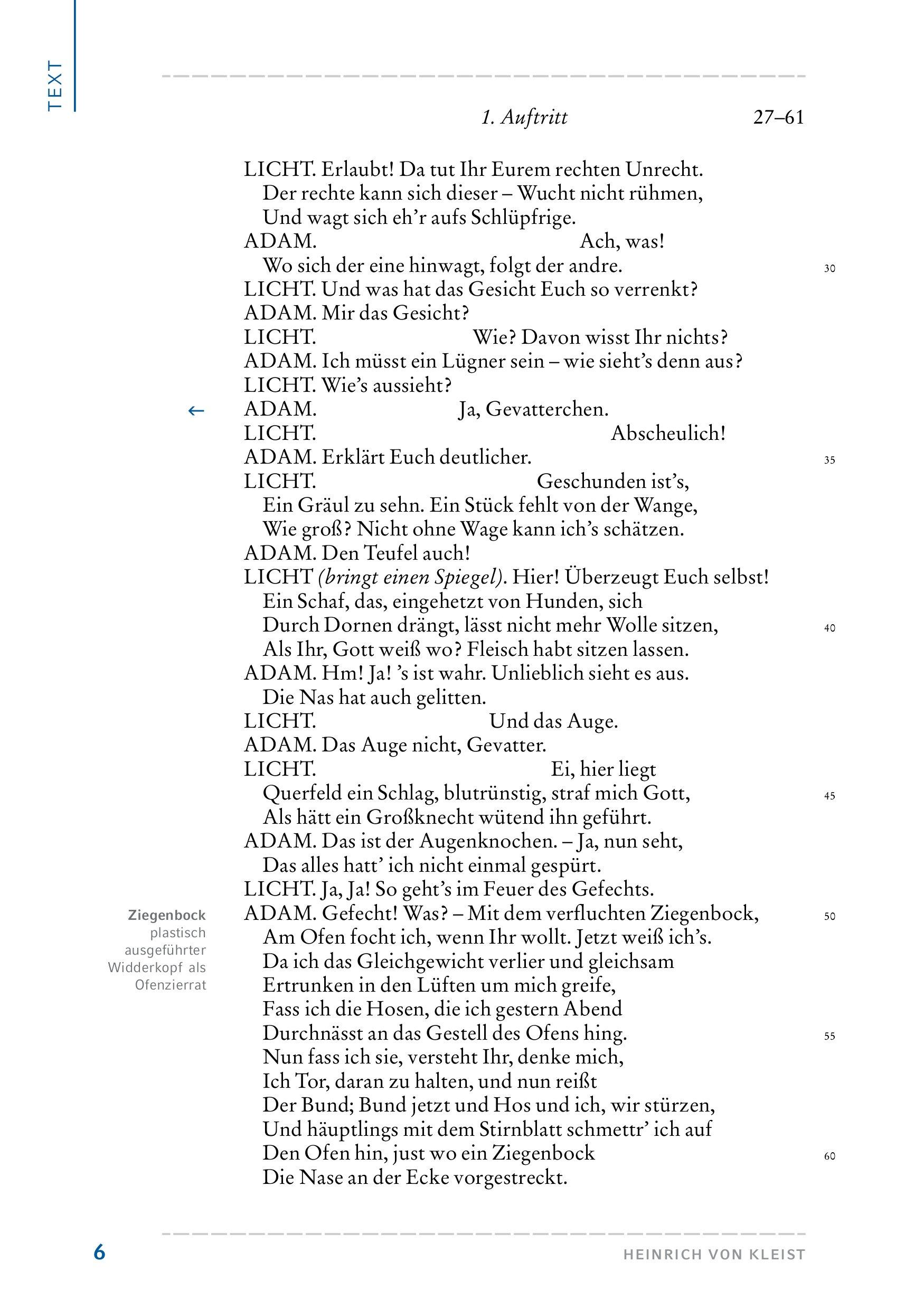 Beispielinhalt (Bild) Der zerbrochne Krug (Textausgabe mit Variant)