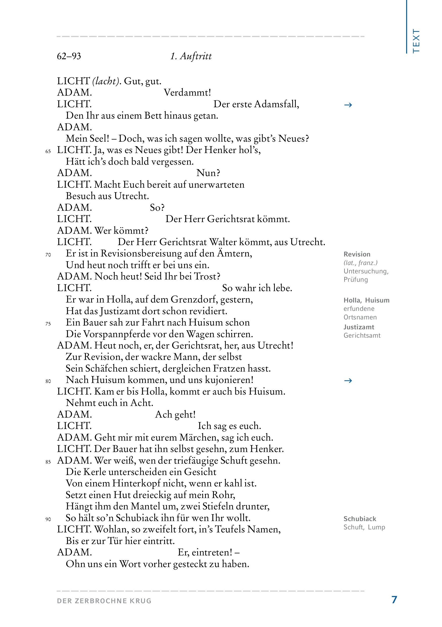 Beispielinhalt (Bild) Der zerbrochne Krug (Textausgabe mit Variant)