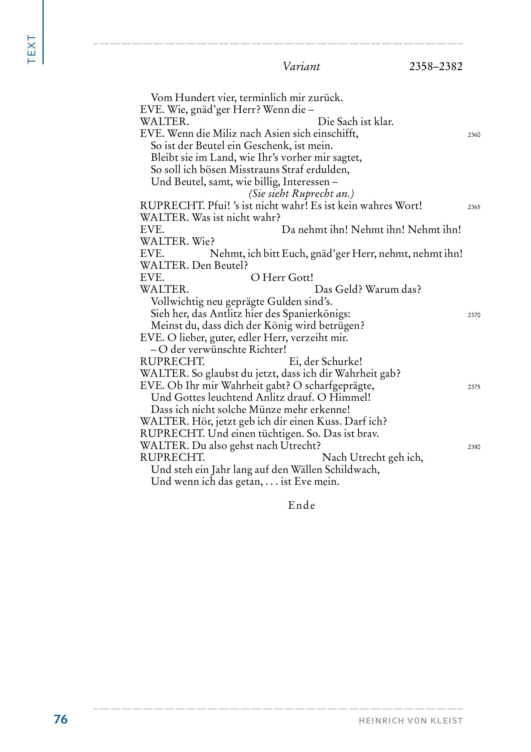 Beispielinhalt (Bild) Der zerbrochne Krug (Textausgabe mit Variant)