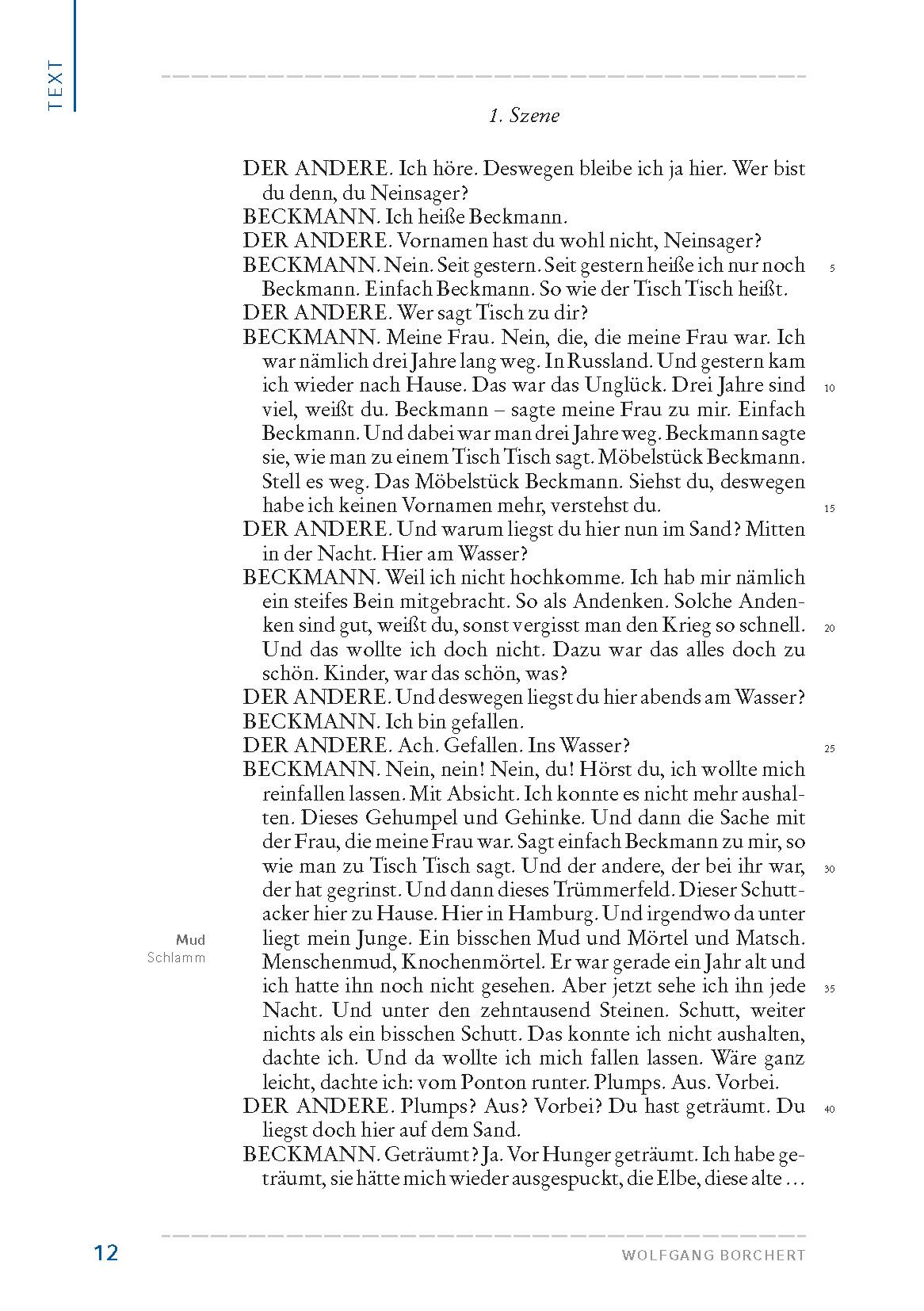 Beispielinhalt (Bild) Draußen vor der Tür (Textausgabe)