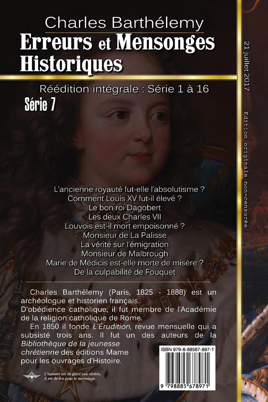 Rückseitencover Erreurs et mensonges historiques Série 7