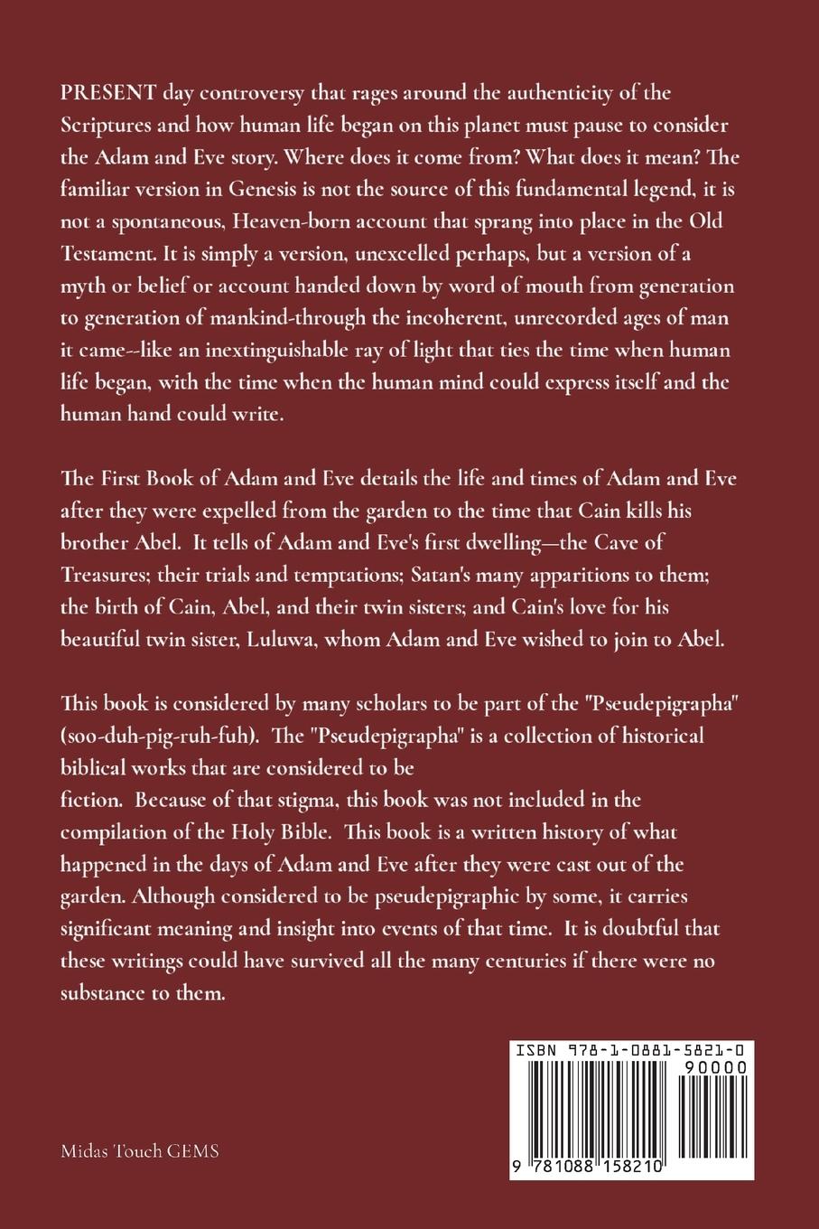 Rückseitencover The First Book of Adam and Eve with biblical insights and commentary - 4 of 7 Chapters 47 - 57