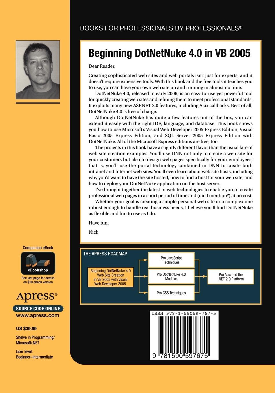 Rückseitencover Beginning DotNetNuke 4.0 Website Creation in VB 2005 with Visual Web Developer 2005 Express