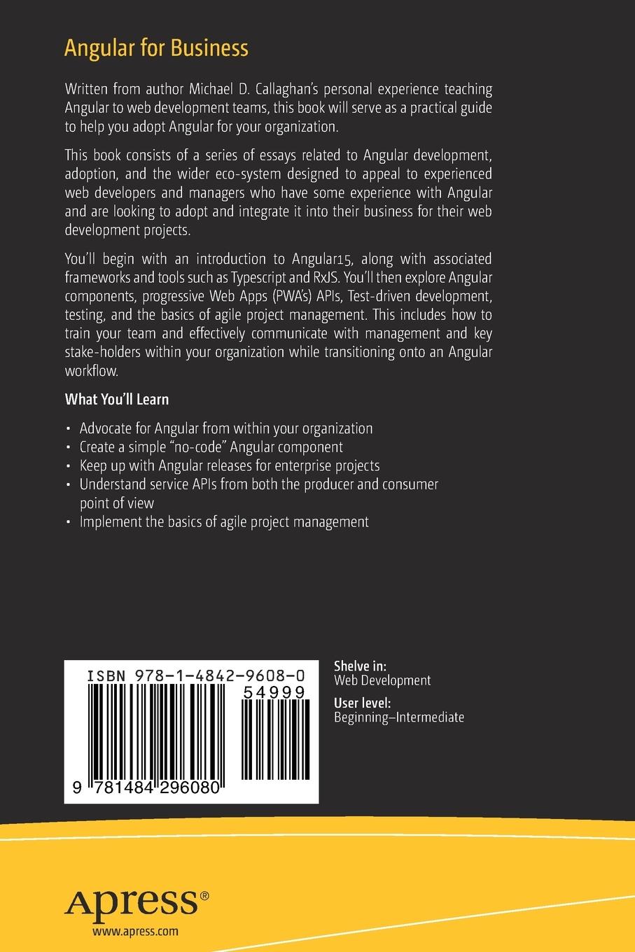 Rückseitencover Angular for Business