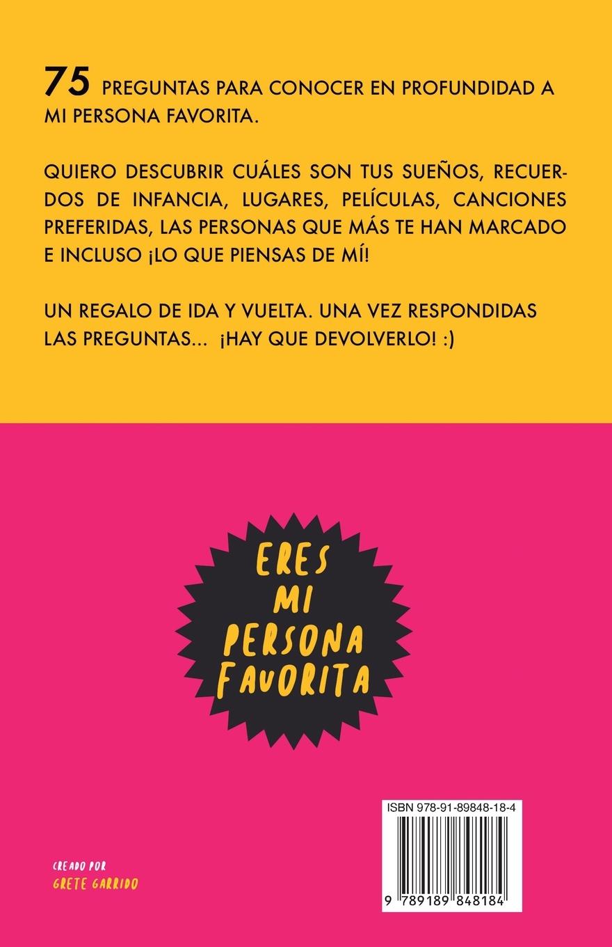 Rückseitencover 75 preguntas para conocer mejor a mi persona favorita